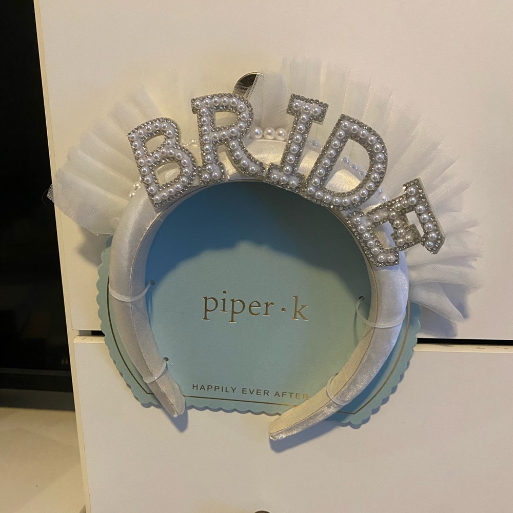 Piper Bridal Headband with White and Silver Accents